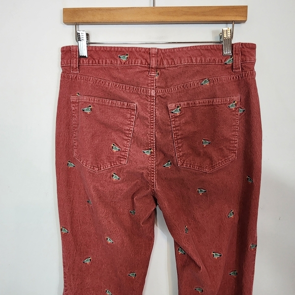 Talbots Stretch Corduroy Straight Leg Pants Mallard Duck Embroidered SZ 8 Petite - Picture 10 of 12
